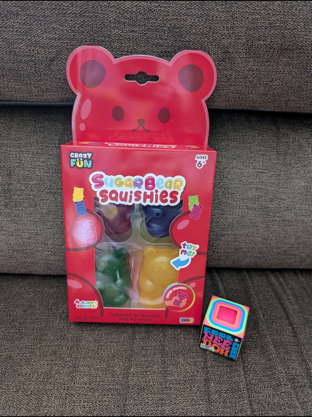 Crazy Fun RMS Sugar Bear Scented Squishies And NEE DOH Cool Cube